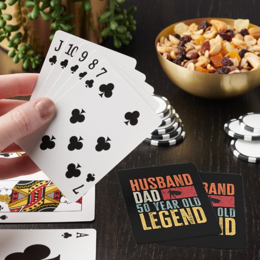 Mannen 50e verjaardag Pap Husband Legend Funny Vin Pokerkaarten (Insitu)