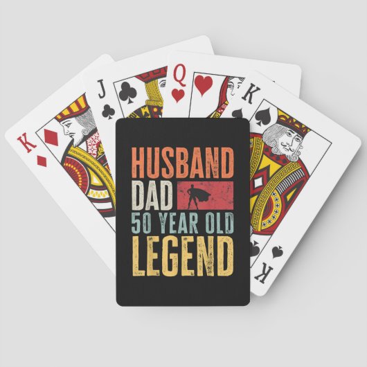Mannen 50e verjaardag Pap Husband Legend Funny Vin Pokerkaarten (Achterkant)