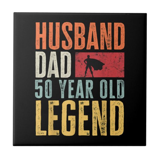 Mannen 50e verjaardag Pap Husband Legend Funny Vin Tegeltje (Voorkant)