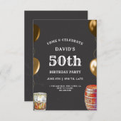Mannen 50e verjaardag uitnodiging Whiskey Thema (Voorkant / Achterkant)