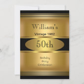 Mannen 50e verjaardag Vintage Gold Black Kaart (Voorkant)