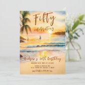 Mannen 50ste verjaardag Beach Party Kaart (Staand voorkant)