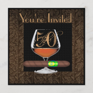 MANNEN 50ste Verjaardag UITNODIGINGEN COGNAC SJABL