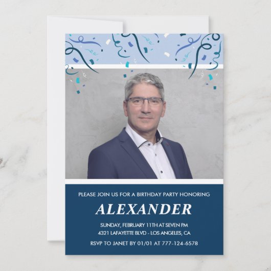 Mannen 50ste verjaardagsuitnodigingen Foto Navy Bl Kaart (Voorkant)