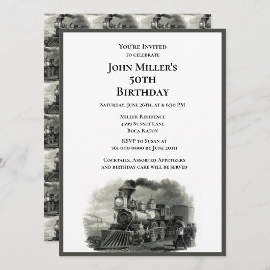 Mannen 50th Verjaardagsfeest Uitnodiging (Voorkant / Achterkant)