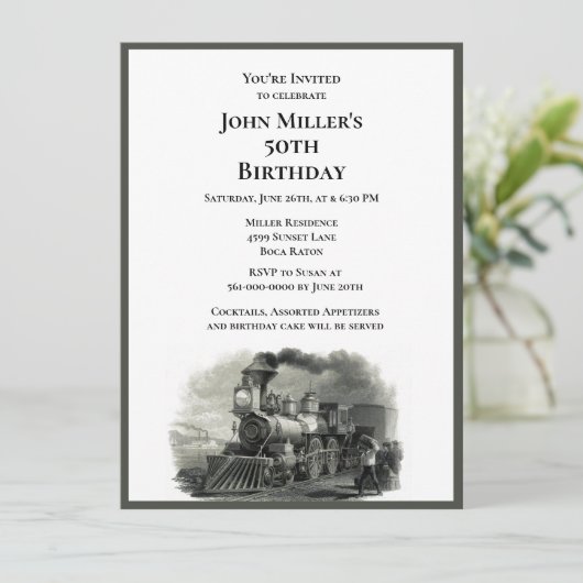 Mannen 50th Verjaardagsfeest Uitnodiging (Staand voorkant)