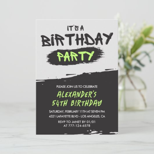 Mannen 54ste verjaardagsuitnodigingen Graffiti Spu Kaart (Staand voorkant)