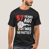 Mannen 57e verjaardag gag sperm. 57 jaar Geweldige T-shirt (Voorkant)