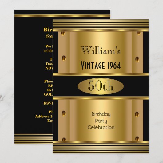 Mannen 5 0th Birthday Black Vintage 2 Kaart (Voorkant / Achterkant)
