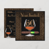 MANNEN 60e Birthday-INVITATIES COGNAC-SJABLOON Kaart (Voorkant / Achterkant)