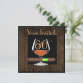 MANNEN 60e Birthday-INVITATIES COGNAC-SJABLOON Kaart (Staand voorkant)