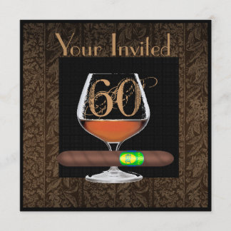 MANNEN 60e Birthday-INVITATIES COGNAC-SJABLOON Kaart