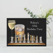 Mannen 60e Drink op de kaasbank op de geboorte Kaart (Staand voorkant)