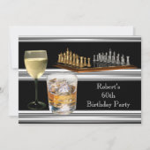 Mannen 60e verjaardag Chess Set Drink Zilver Kaart (Voorkant)