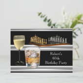 Mannen 60e verjaardag Chess Set Drink Zilver Kaart (Staand voorkant)