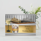 Mannen 60e verjaardag Chess Set Metal Gold Kaart (Staand voorkant)