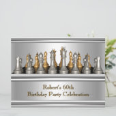 Mannen 60e verjaardag Chess Set Metal Kaart (Staand voorkant)