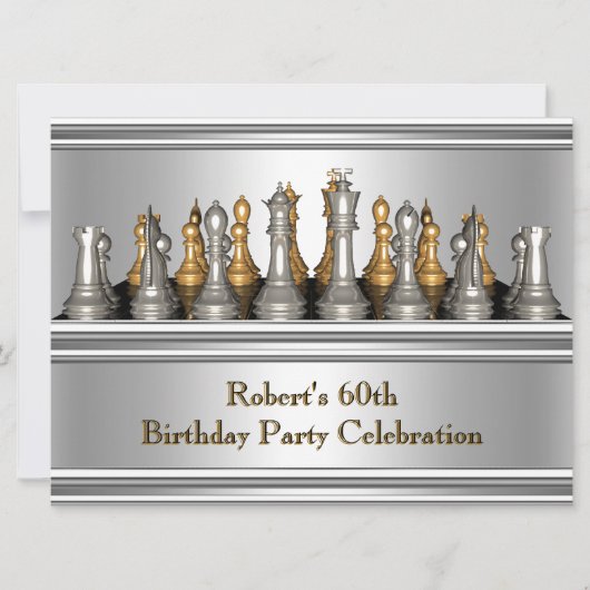 Mannen 60e verjaardag Chess Set Metal Kaart (Voorkant)