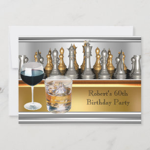 Mannen 60e verjaardag Chess Set Metal Scotch Kaart
