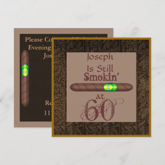 Mannen 60e verjaardag Cigar Uitnodigingen op perso (Voorkant / Achterkant)