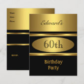 Mannen 60e verjaardag Gold Black Kaart (Voorkant / Achterkant)