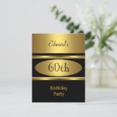 Mannen 60e verjaardag Gold Black Kaart (Staand voorkant)