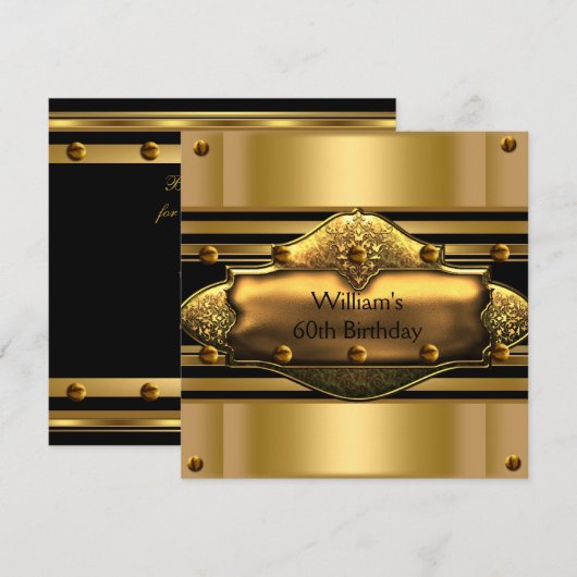 Mannen 60e verjaardag Gold Black Mans Kaart (Voorkant / Achterkant)