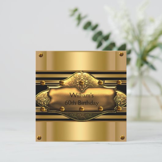 Mannen 60e verjaardag Gold Black Mans Kaart (Staand voorkant)