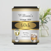 Mannen 60e verjaardag Gold Silver Drink Kaart (Staand voorkant)