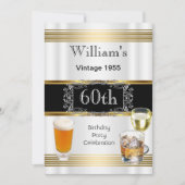  Mannen 60e verjaardag Gold White Beer Kaart (Voorkant)