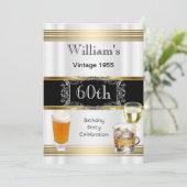  Mannen 60e verjaardag Gold White Beer Kaart (Staand voorkant)