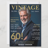 Mannen 60e verjaardag -  goud en marine kaart (Voorkant)