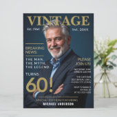 Mannen 60e verjaardag -  goud en marine kaart (Staand voorkant)