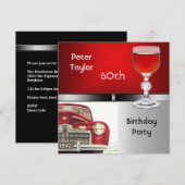 Mannen 60e verjaardag Red Metal Silver Red Car Kaart (Voorkant / Achterkant)