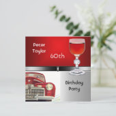 Mannen 60e verjaardag Red Metal Silver Red Car Kaart (Staand voorkant)
