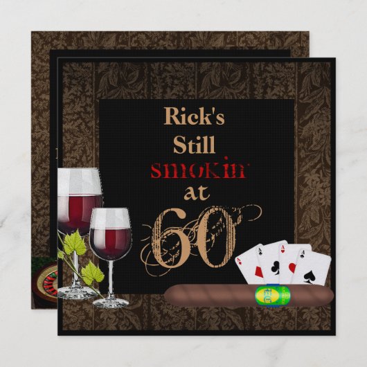MANNEN 60e verjaardag Uitnodigingswijn, kaarten, s Kaart (Voorkant / Achterkant)