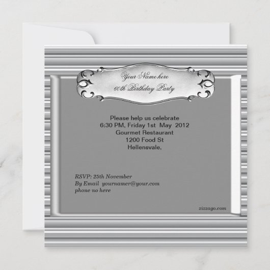 Mannen 60e verjaardag van de Silver Metal Mans Kaart (Achterkant)