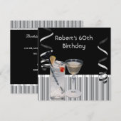 Mannen 60e verjaardag Zwarte Zilveren Drinken Kaart (Voorkant / Achterkant)