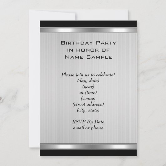 Mannen 60e zwarte zilver 2 kaart (Achterkant)