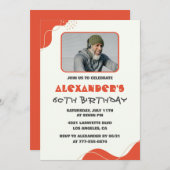 Mannen 60ste verjaardagsuitnodigingen Modern Photo Kaart (Voorkant / Achterkant)