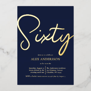 Mannen 60th Birthday Party Folie Invitation Folie Uitnodiging