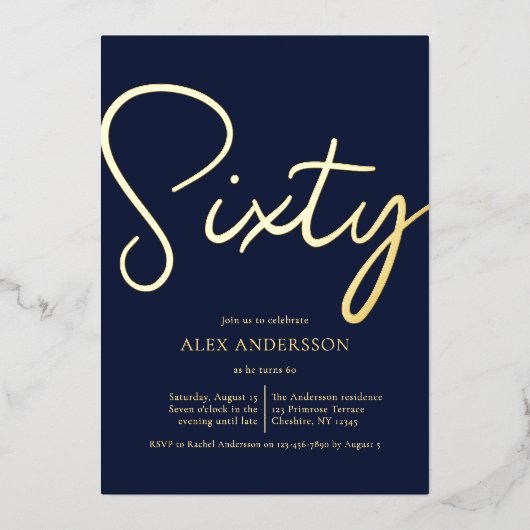 Mannen 60th Birthday Party Folie Invitation Folie Uitnodiging (Voorkant)