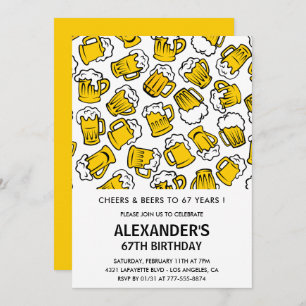 Mannen 67ste verjaardagsuitnodiging Cheers and Bee Kaart