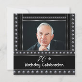 Mannen 70e verjaardag Black White Silver Kaart (Voorkant)