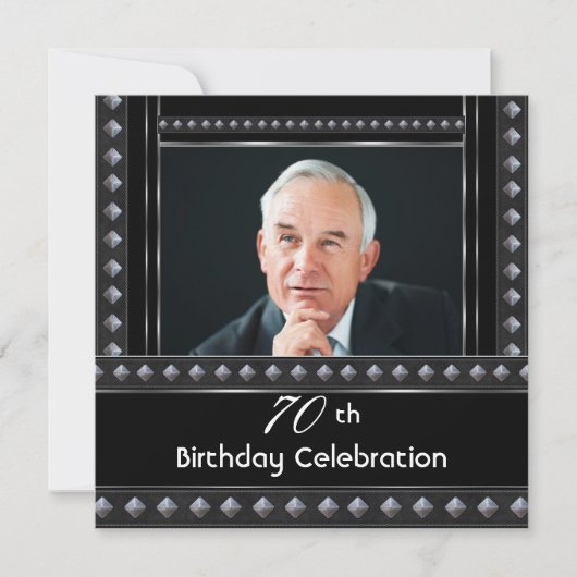 Mannen 70e verjaardag Black White Silver Kaart (Voorkant)