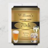  Mannen 70e verjaardag Gold Beer Kaart (Voorkant)