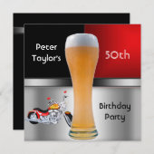 Mannen 70e verjaardag Rode Beer Motorbike Kaart (Voorkant / Achterkant)