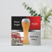 Mannen 70e verjaardag Rode Retro Rode auto-bier Kaart (Staand voorkant)