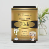  Mannen 70e verjaardag van de Drink van gouden  Kaart (Staand voorkant)