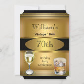  Mannen 70e verjaardag van de Drink van gouden  Kaart (Voorkant)